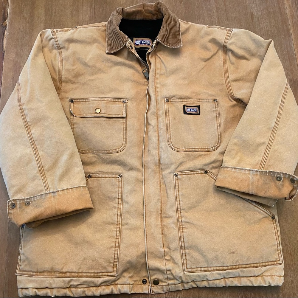Vintage Big Smith Thinsulate Lined Denim Chore Jacket w/Corduroy Collar Size L